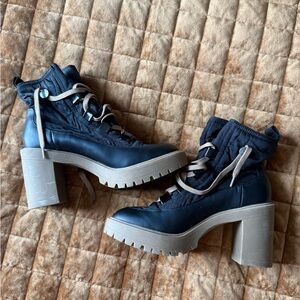 Dolce Vita Celida Black Ankle Boots Booties Block Heel Brown Platform Lace Up